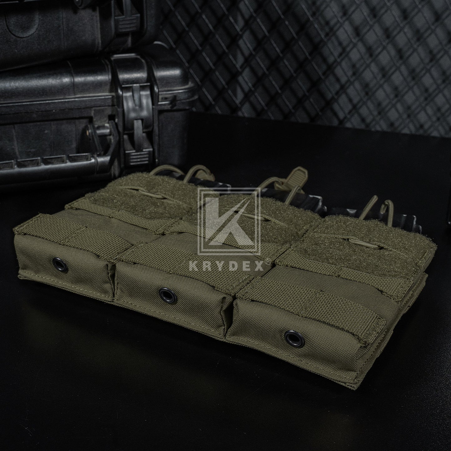 Krydex Tactical 556 Triple Mag Pouch Open Top MOLLE Magazine Holder for M4/M16/AR15 Fast Draw Quick Reload