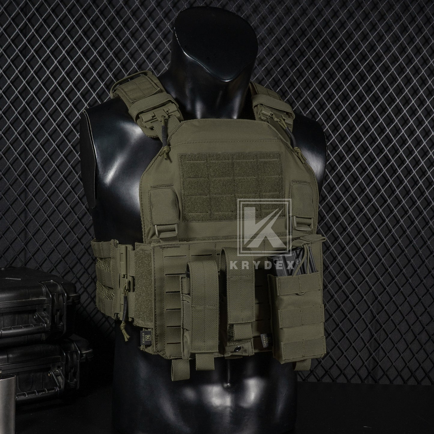 Krydex Tactical 9mm Double Mag Pouch Modular Single / Double Stack Pistol Magzine Holder MOLLE Compatible