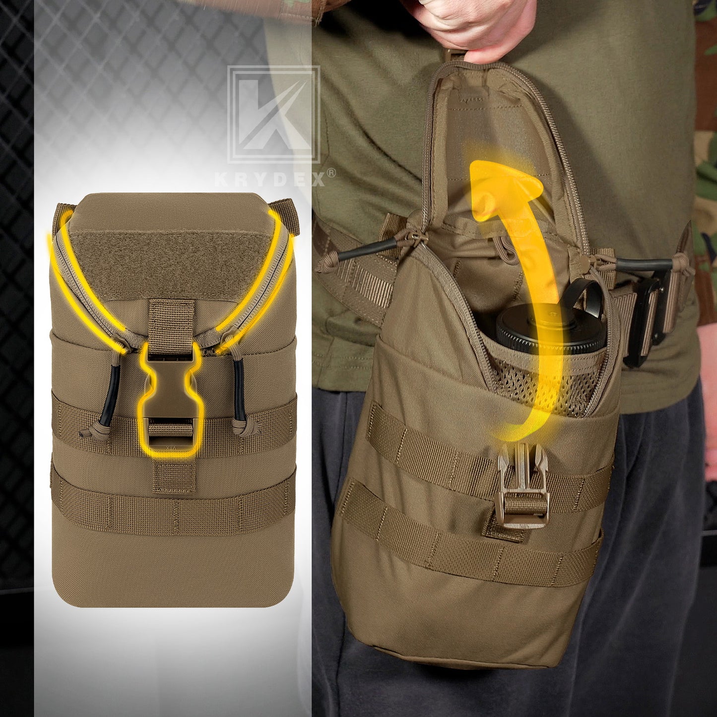 Krydex Tactical Zip Rip GP Pouch Vertical Utility Molle Medical Pouch Quick Access Side Pocket