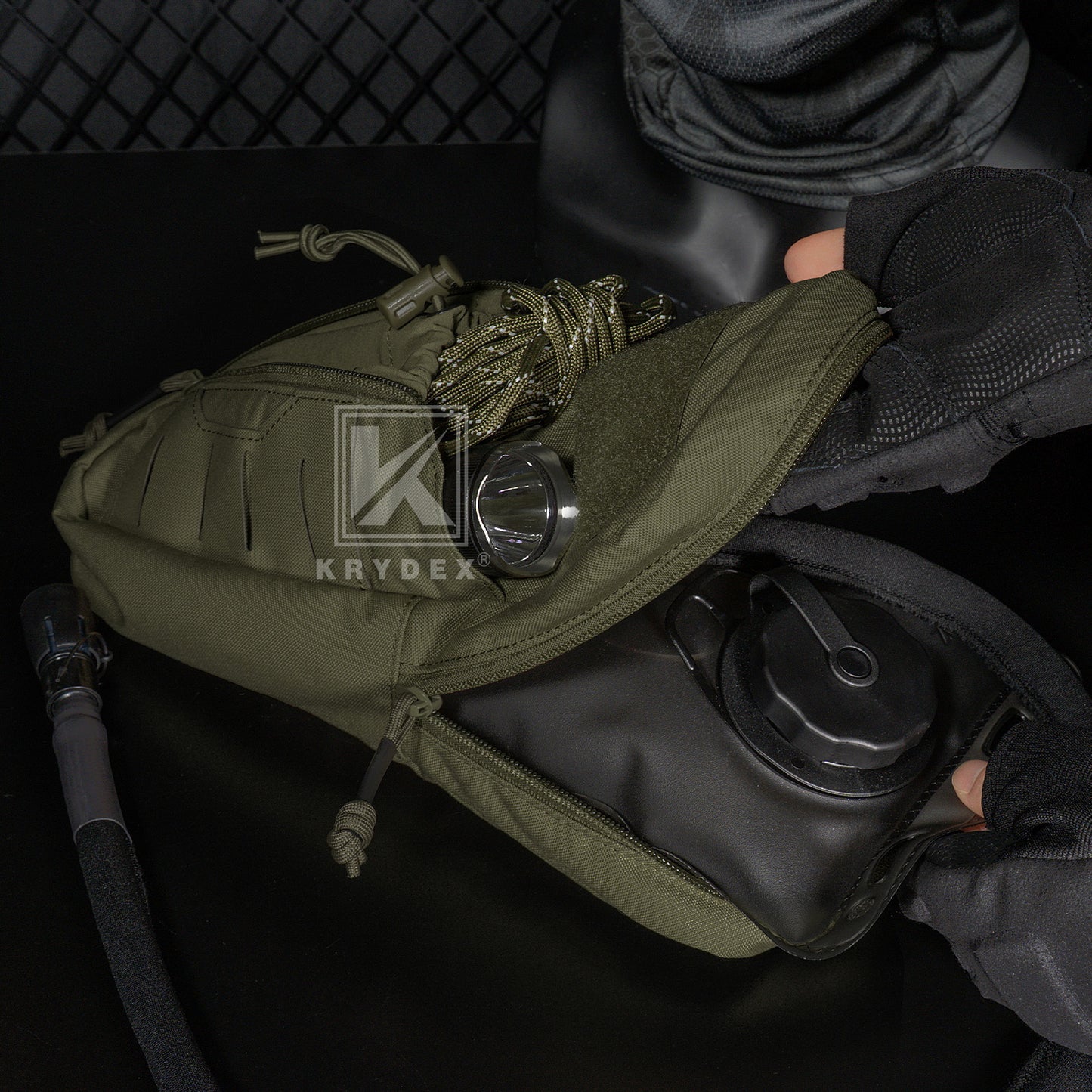 Krydex Tactical 1L Hydration Pack 34oz TPU Water Bladder MOLLE Attachment Vest Outdoor Hiking Backpack