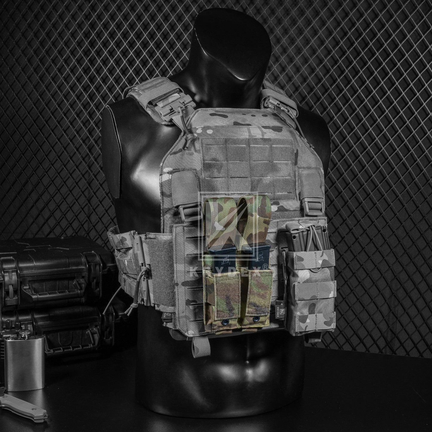 Krydex Tactical 9mm Double Mag Pouch Modular Single / Double Stack Pistol Magzine Holder MOLLE Compatible