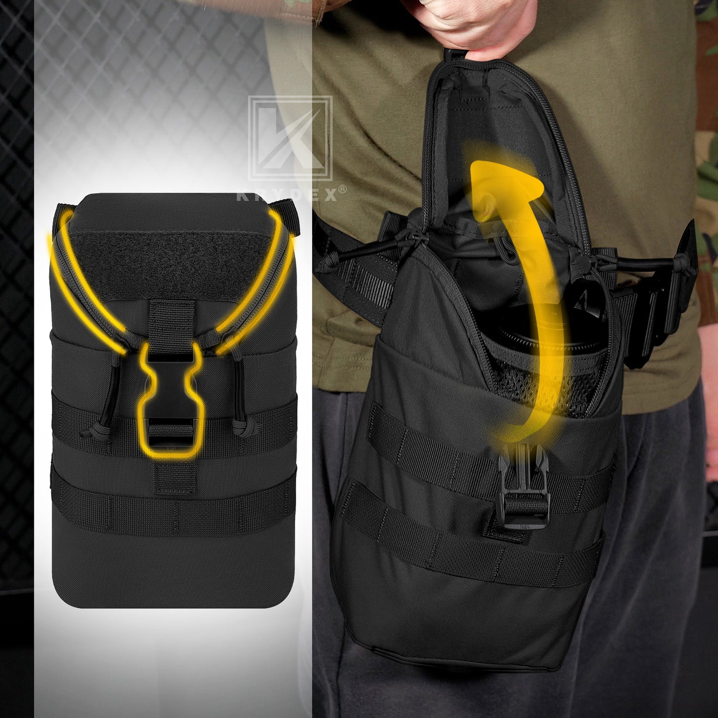 Krydex Tactical Zip Rip GP Pouch Vertical Utility Molle Medical Pouch Quick Access Side Pocket