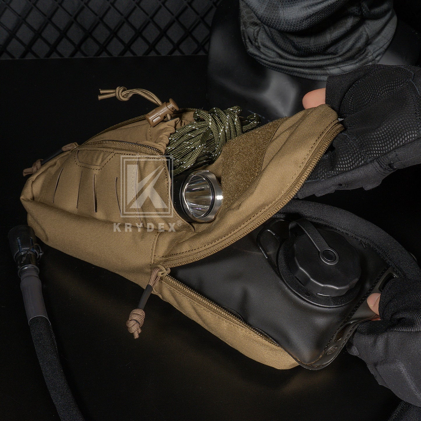 Krydex Tactical 1L Hydration Pack 34oz TPU Water Bladder MOLLE Attachment Vest Outdoor Hiking Backpack