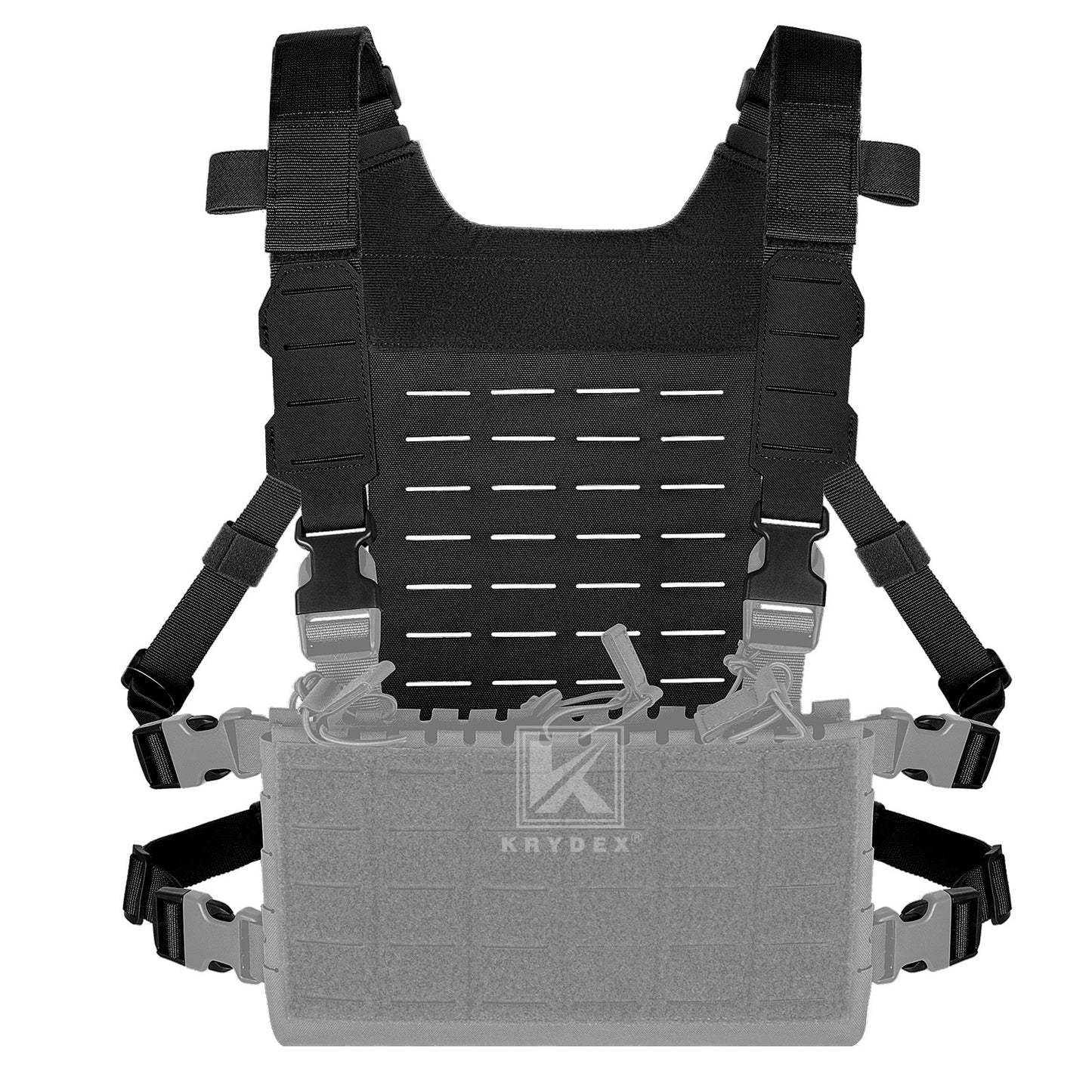 Krydex Tactical Chest Rig Shoulder Strap with Back MOLLE Panel Add-on Loading System