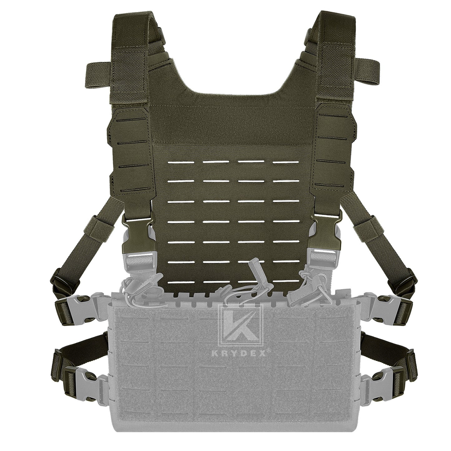 Krydex Tactical Chest Rig Shoulder Strap with Back MOLLE Panel Add-on Loading System
