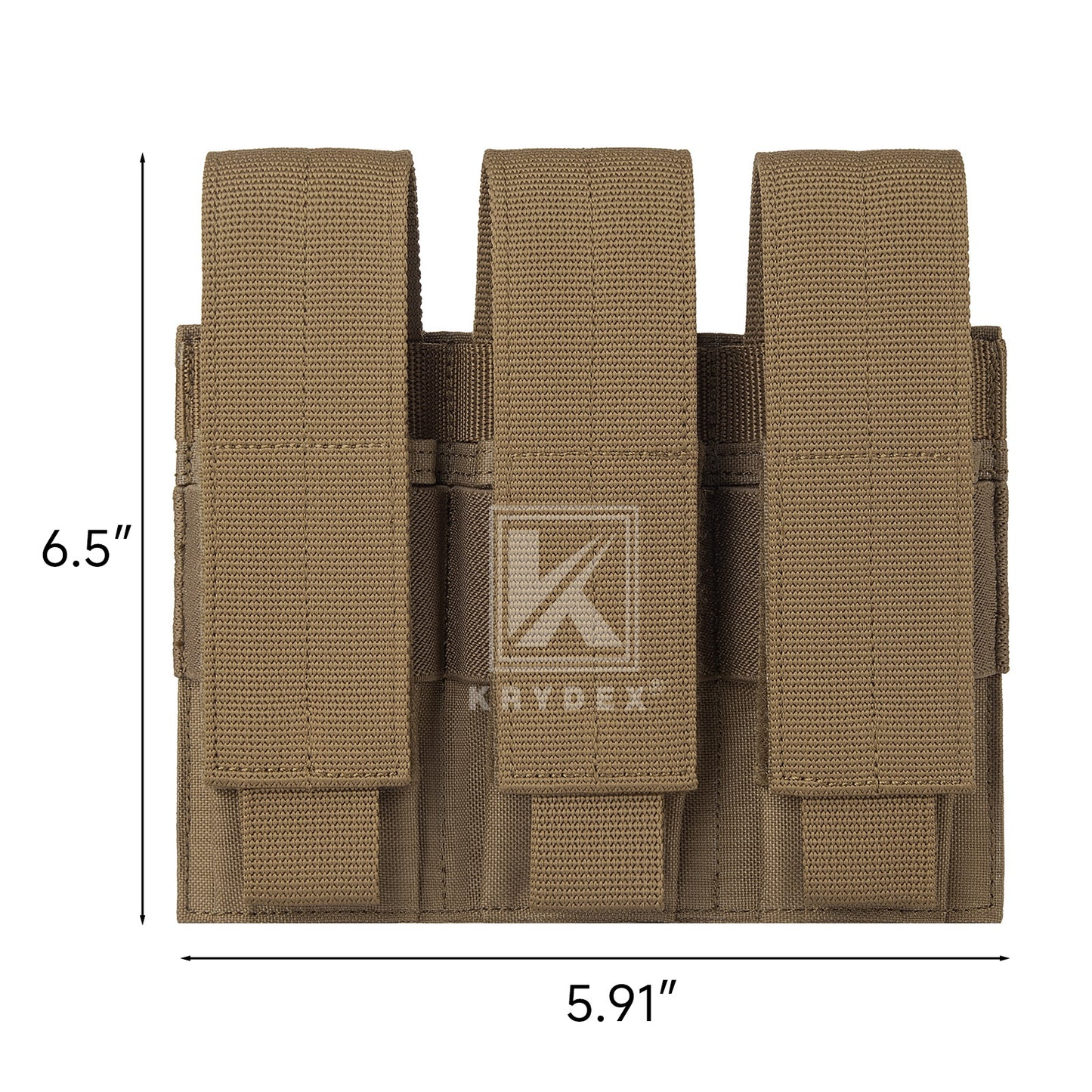 Krydex Tactical 9mm Triple Mag Pouch Modular Single / Double Stack Pistol Magzine Holder MOLLE Compatible