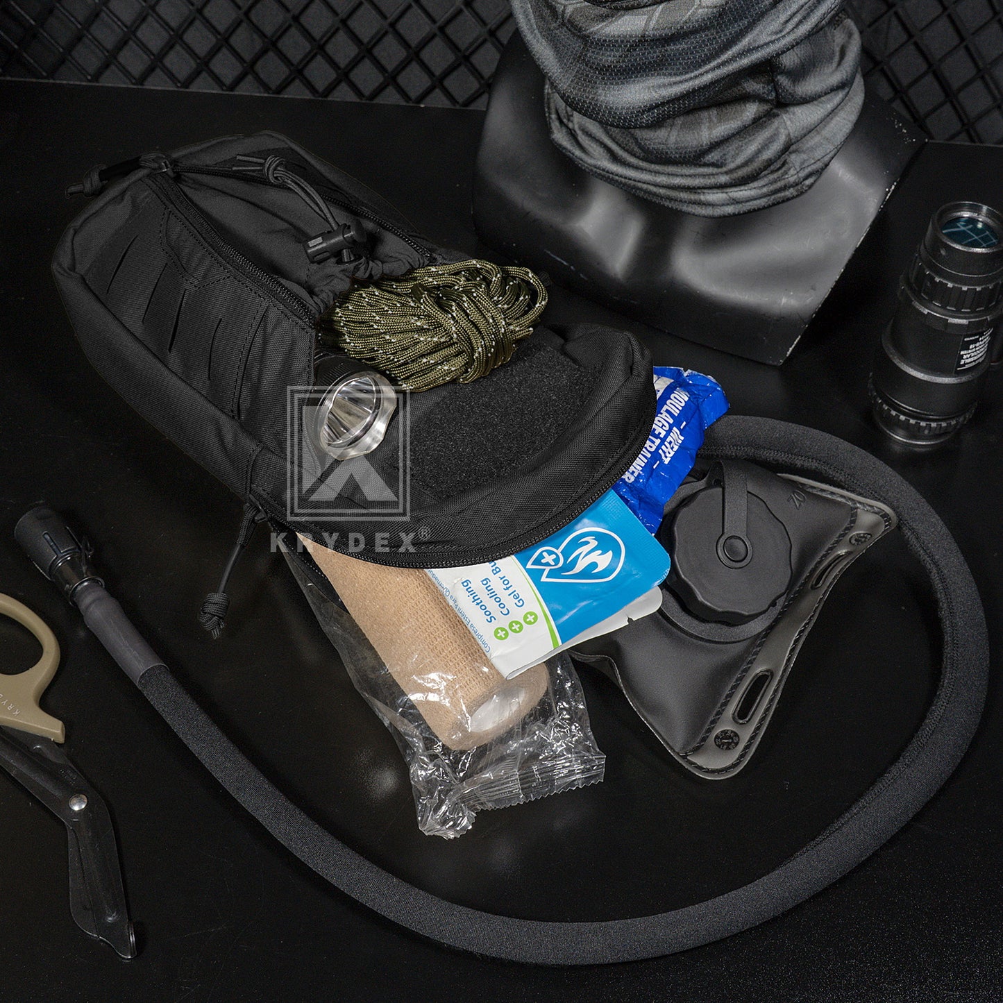 Krydex Tactical 1L Hydration Pack 34oz TPU Water Bladder MOLLE Attachment Vest Outdoor Hiking Backpack