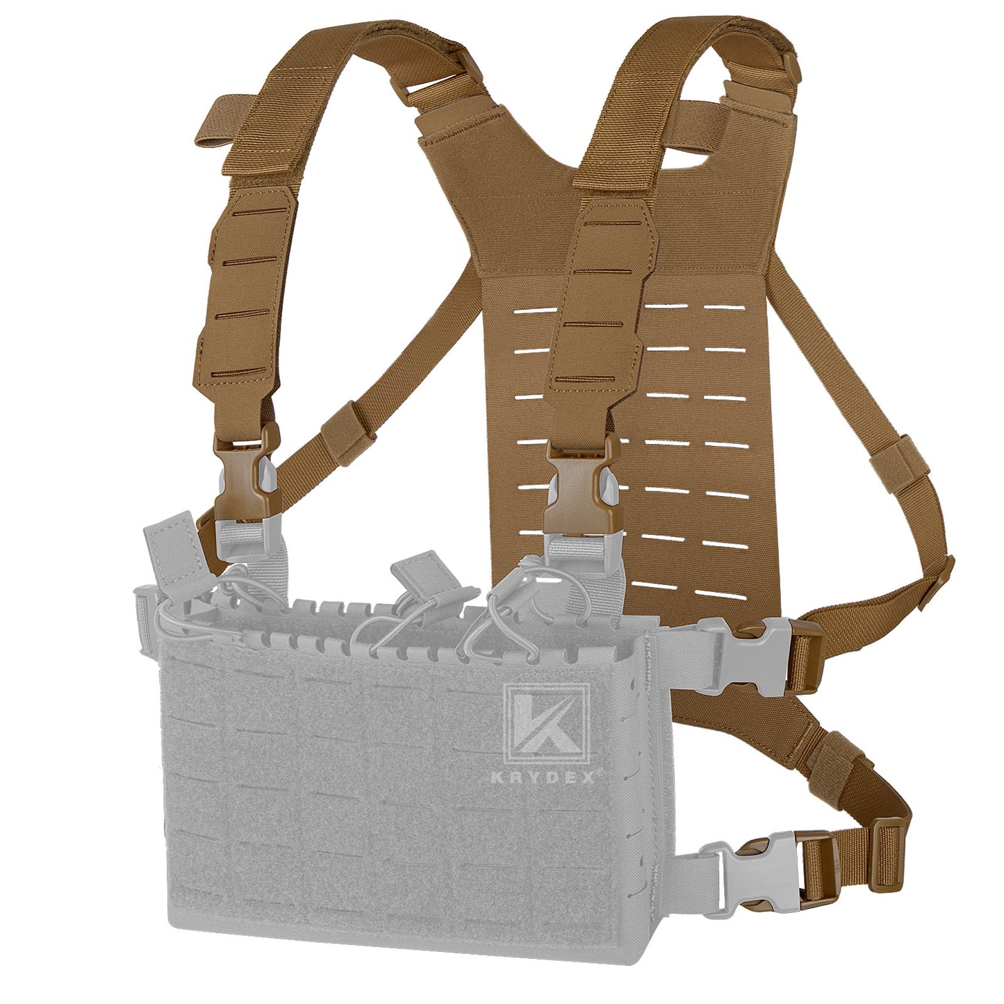 Krydex Tactical Chest Rig Shoulder Strap with Back MOLLE Panel Add-on Loading System