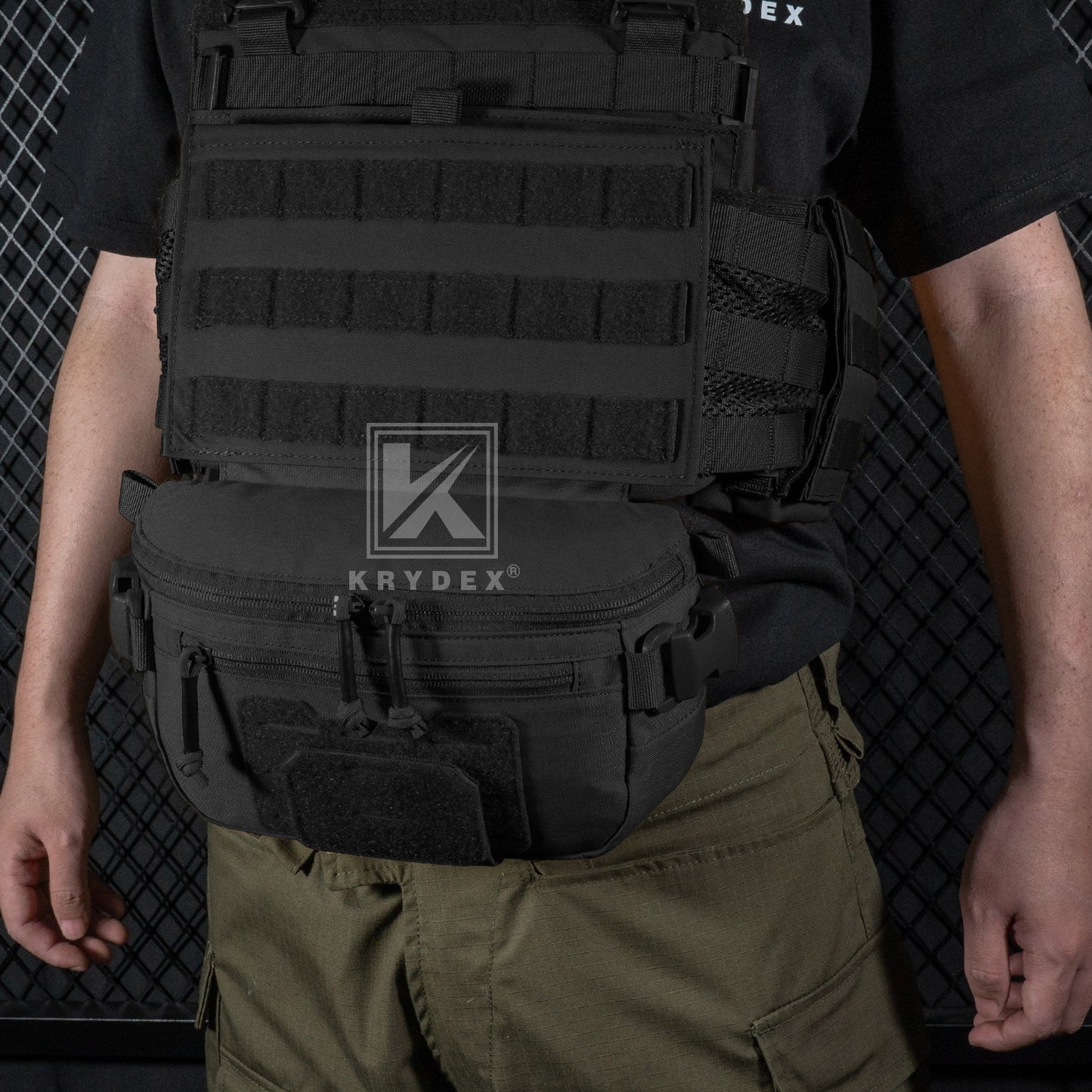 Krydex Tactical Hanger Pouch 3-in-1 Convertible Dangler Carrier Drop Pouch Multi-Function Sling Bag/Waist Fanny Pack/Lower Abdominal Pouch for Plate Carrier