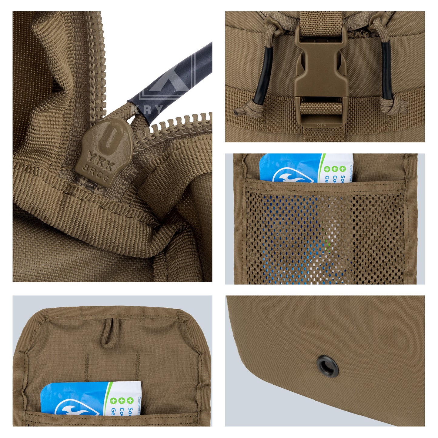 Krydex Tactical Zip Rip GP Pouch Vertical Utility Molle Medical Pouch Quick Access Side Pocket