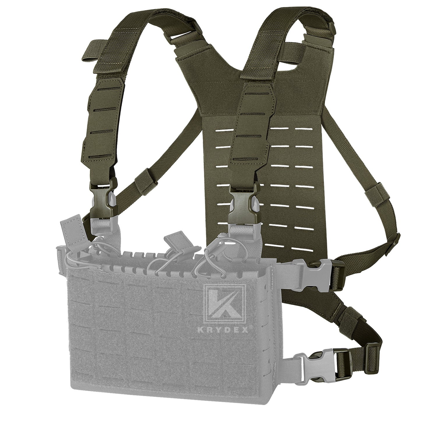Krydex Tactical Chest Rig Shoulder Strap with Back MOLLE Panel Add-on Loading System