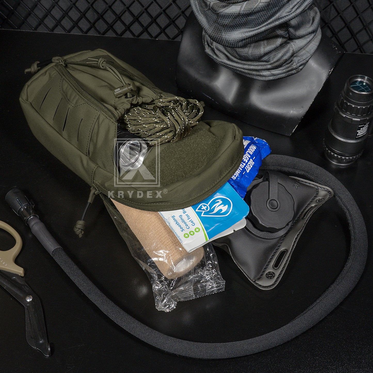 Krydex Tactical 1L Hydration Pack 34oz TPU Water Bladder MOLLE Attachment Vest Outdoor Hiking Backpack