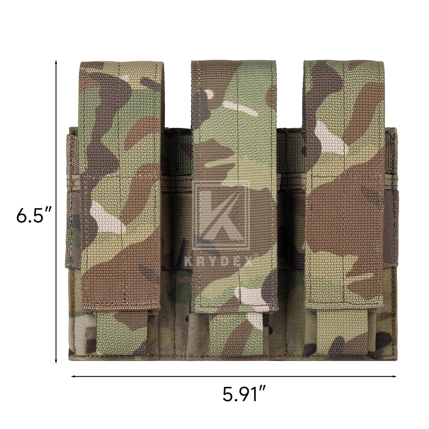 Krydex Tactical 9mm Triple Mag Pouch Modular Single / Double Stack Pistol Magzine Holder MOLLE Compatible