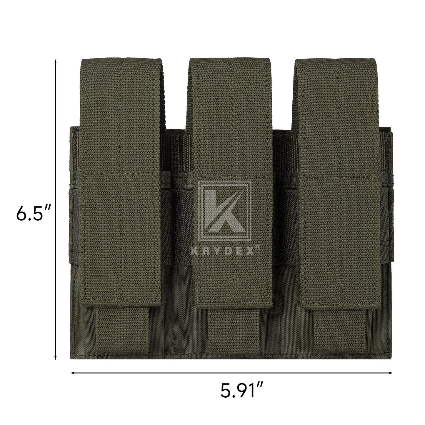 Krydex Tactical 9mm Triple Mag Pouch Modular Single / Double Stack Pistol Magzine Holder MOLLE Compatible