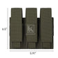 Krydex Tactical 9mm Triple Mag Pouch Modular Single / Double Stack Pistol Magzine Holder MOLLE Compatible