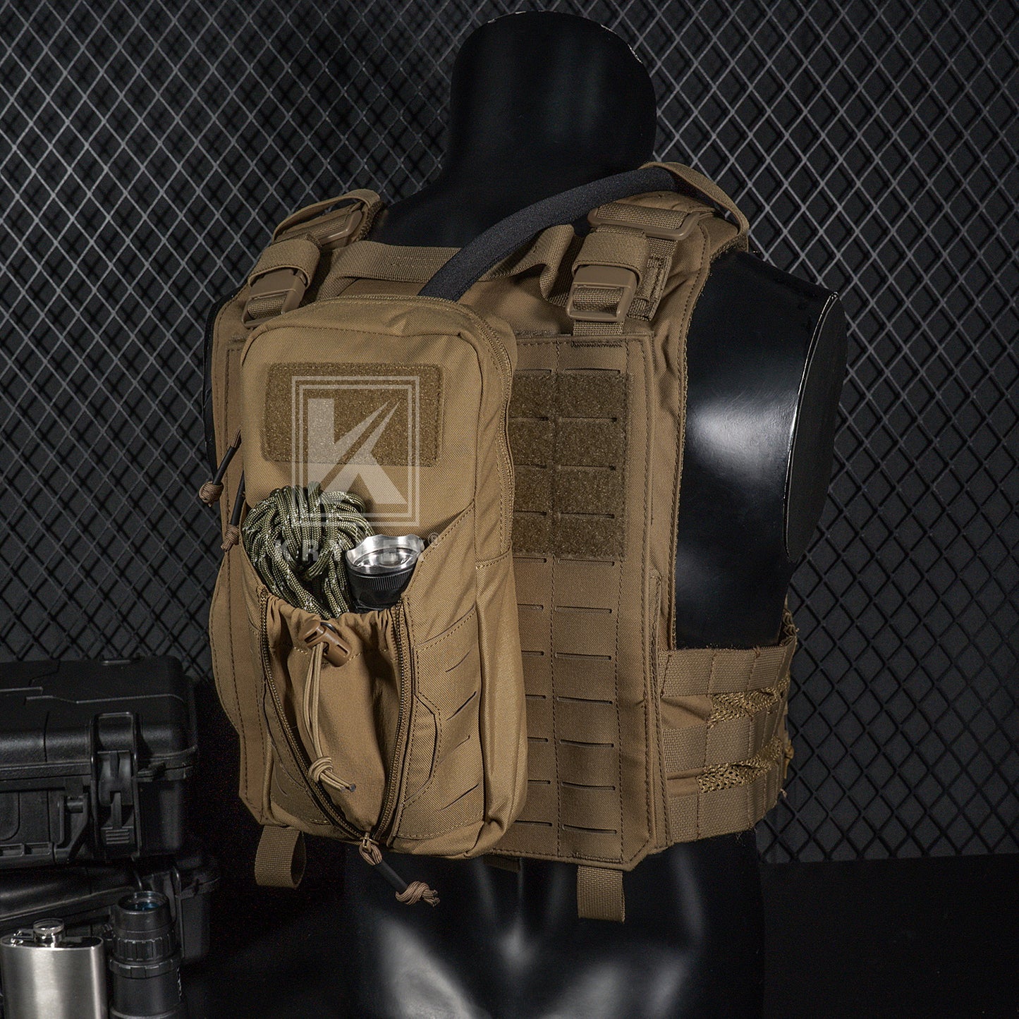 Krydex Tactical 1L Hydration Pack 34oz TPU Water Bladder MOLLE Attachment Vest Outdoor Hiking Backpack
