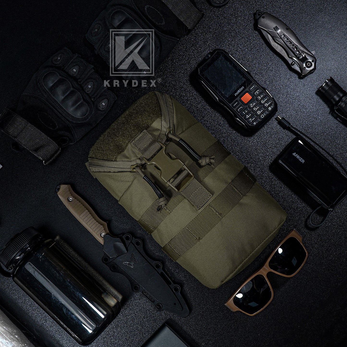 Krydex Tactical Zip Rip GP Pouch Vertical Utility Molle Medical Pouch Quick Access Side Pocket