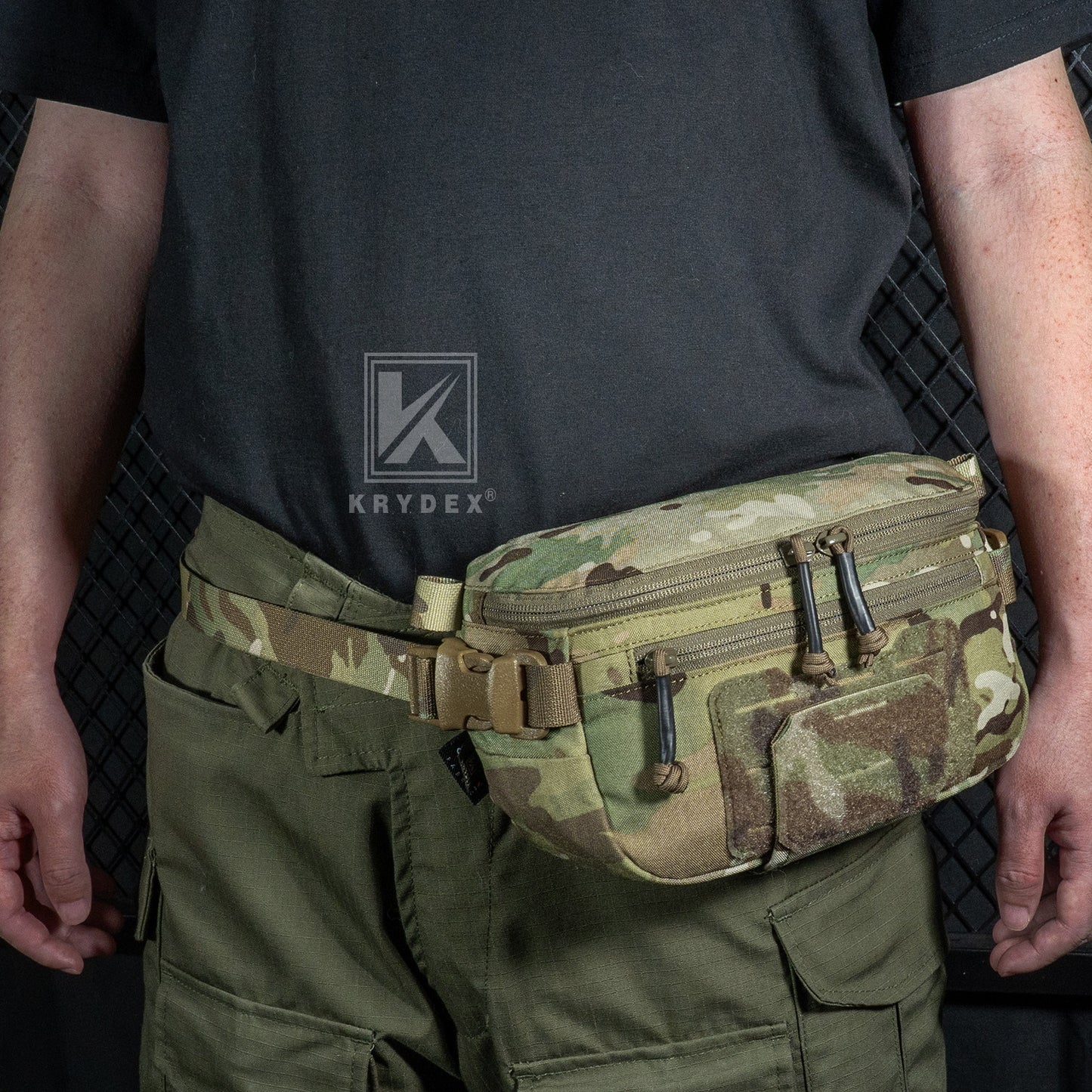 Krydex Tactical Hanger Pouch 3-in-1 Convertible Dangler Carrier Drop Pouch Multi-Function Sling Bag/Waist Fanny Pack/Lower Abdominal Pouch for Plate Carrier
