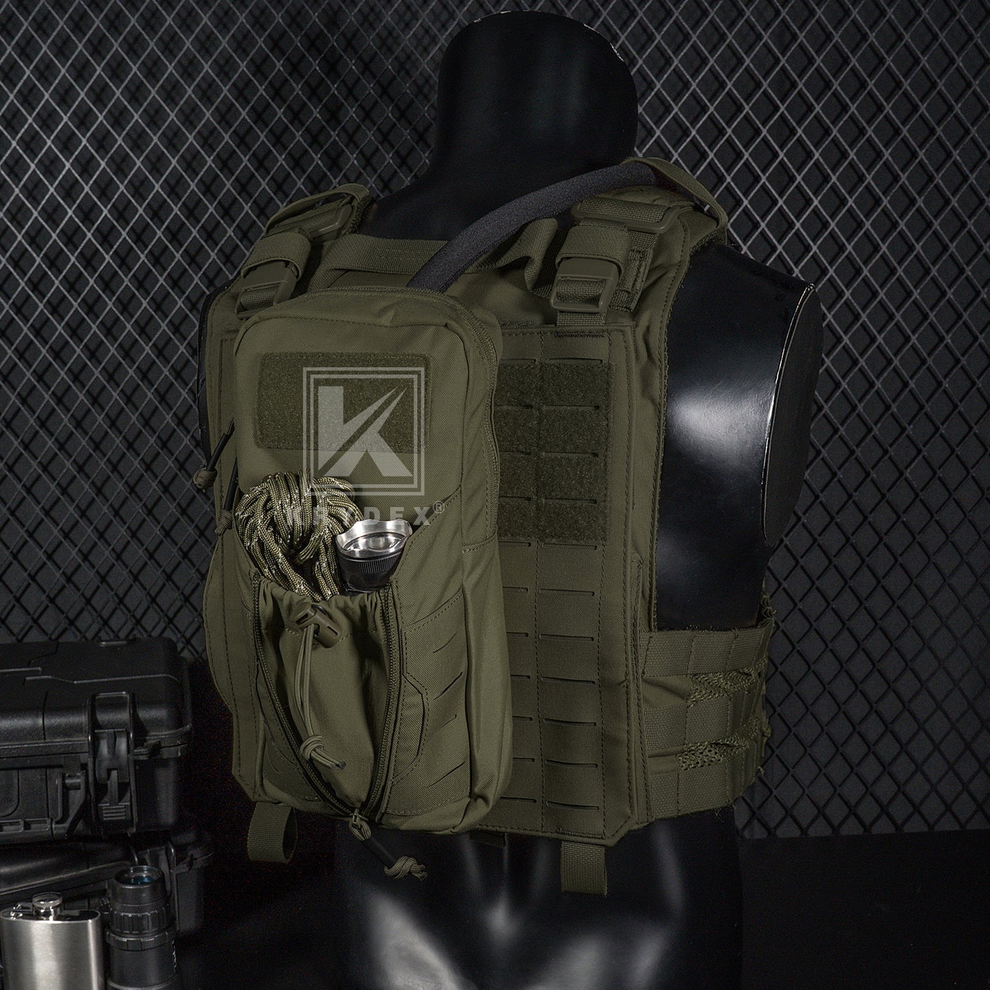 Krydex Tactical 1L Hydration Pack 34oz TPU Water Bladder MOLLE Attachment Vest Outdoor Hiking Backpack