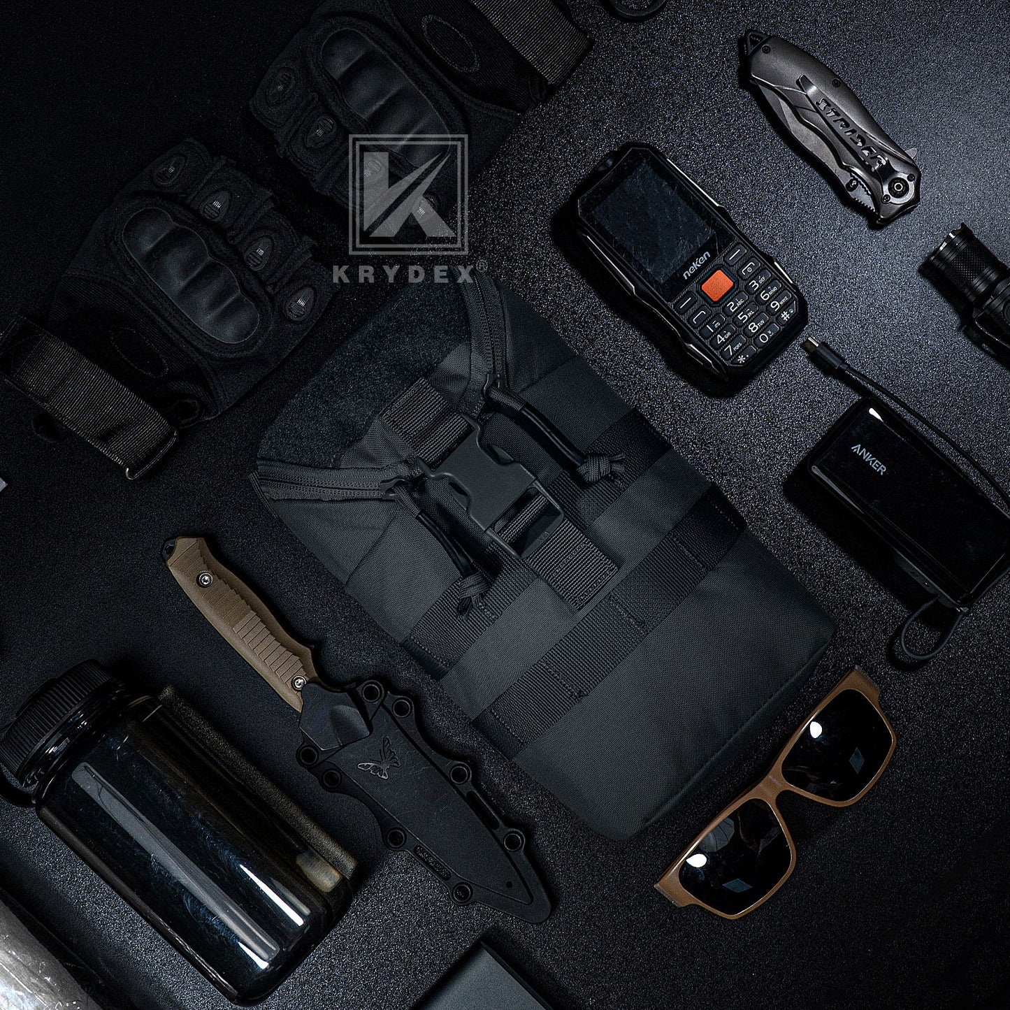 Krydex Tactical Zip Rip GP Pouch Vertical Utility Molle Medical Pouch Quick Access Side Pocket