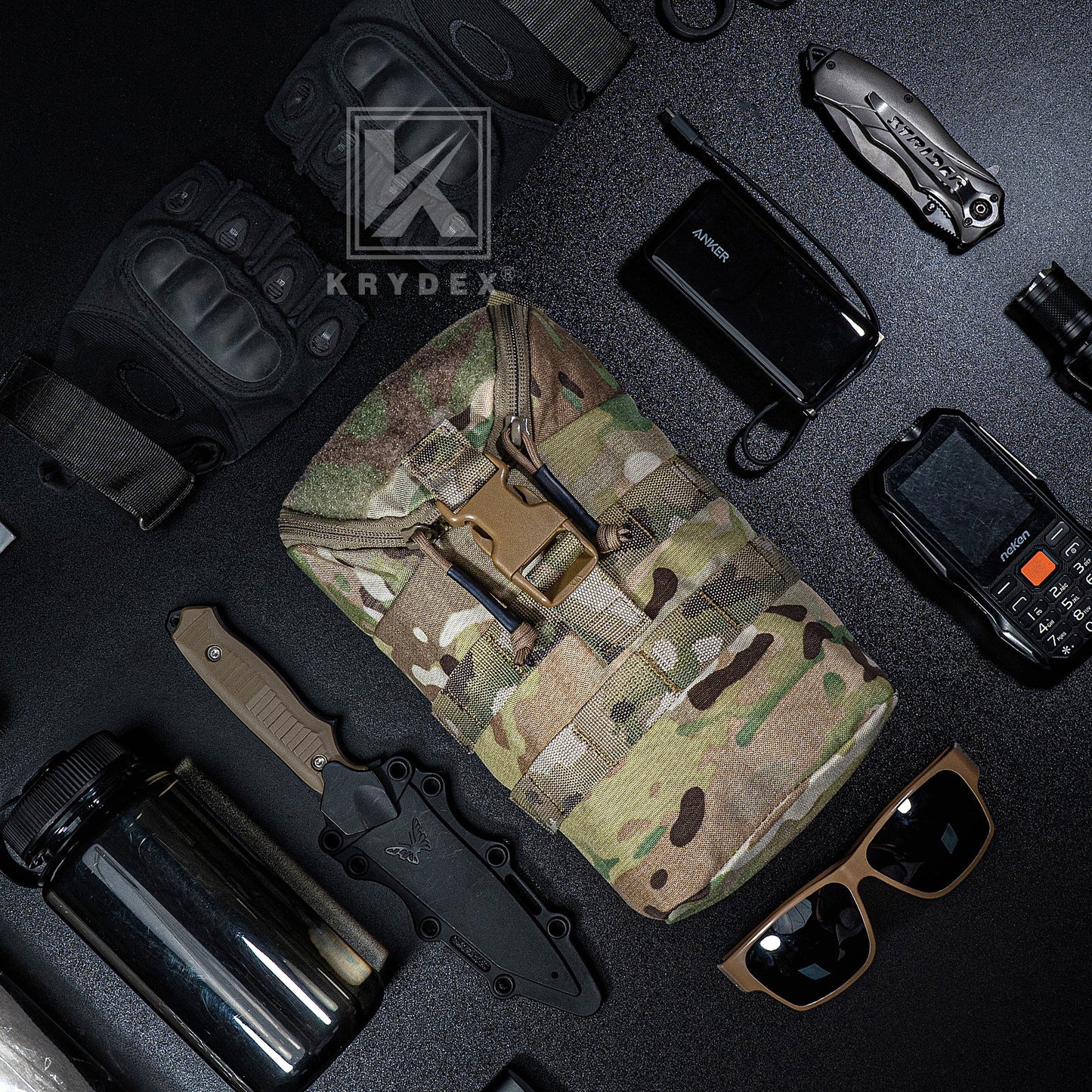Krydex Tactical Zip Rip GP Pouch Vertical Utility Molle Medical Pouch Quick Access Side Pocket