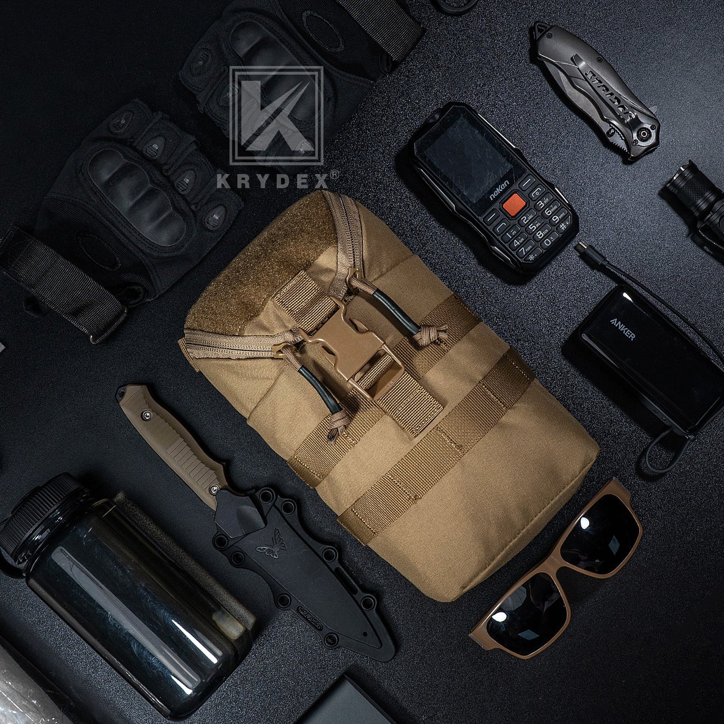 Krydex Tactical Zip Rip GP Pouch Vertical Utility Molle Medical Pouch Quick Access Side Pocket