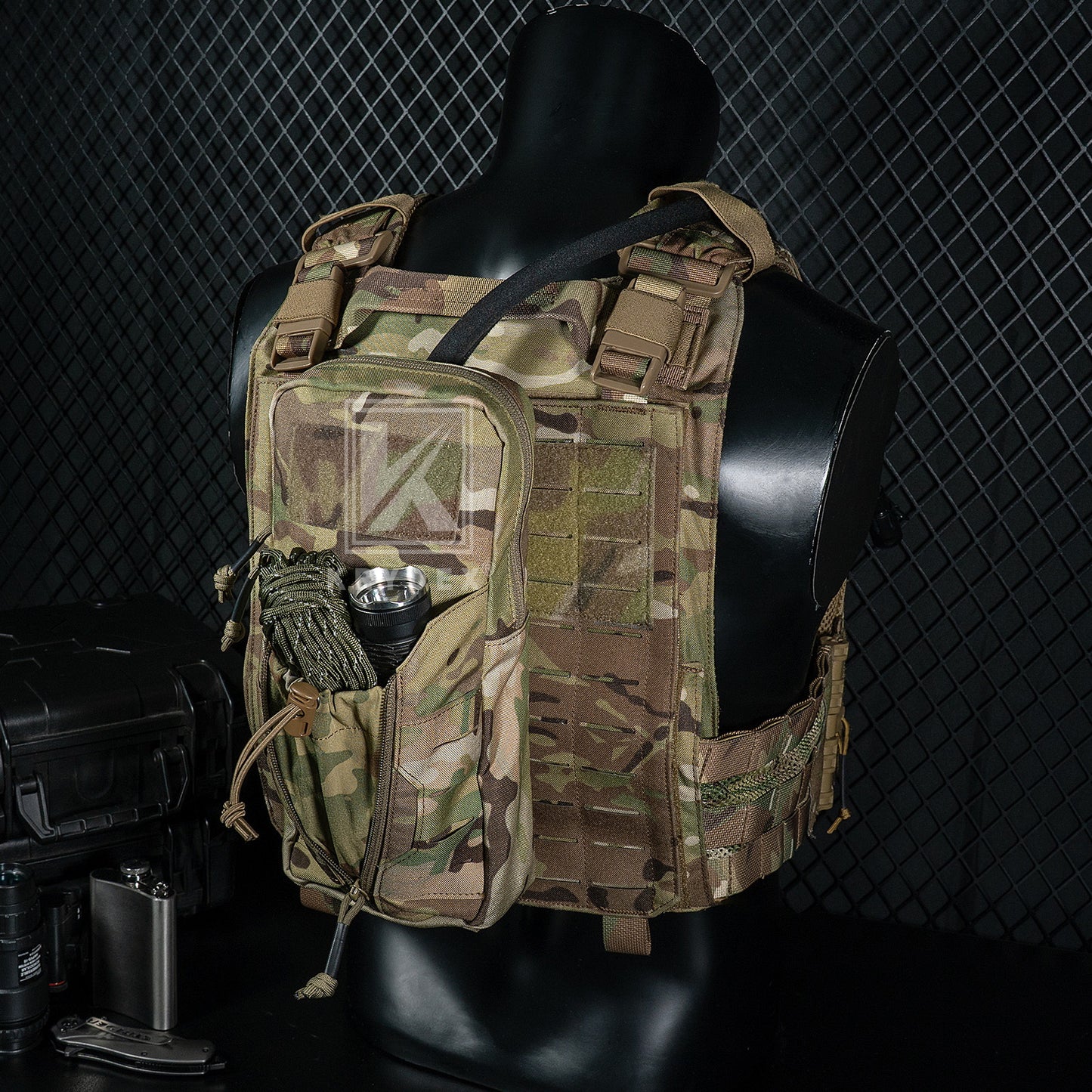 Krydex Tactical 1L Hydration Pack 34oz TPU Water Bladder MOLLE Attachment Vest Outdoor Hiking Backpack