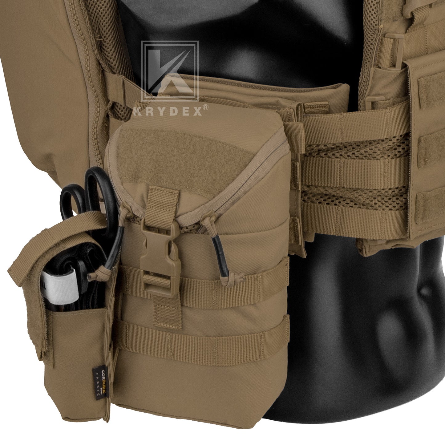 Krydex Tactical Zip Rip GP Pouch Vertical Utility Molle Medical Pouch Quick Access Side Pocket