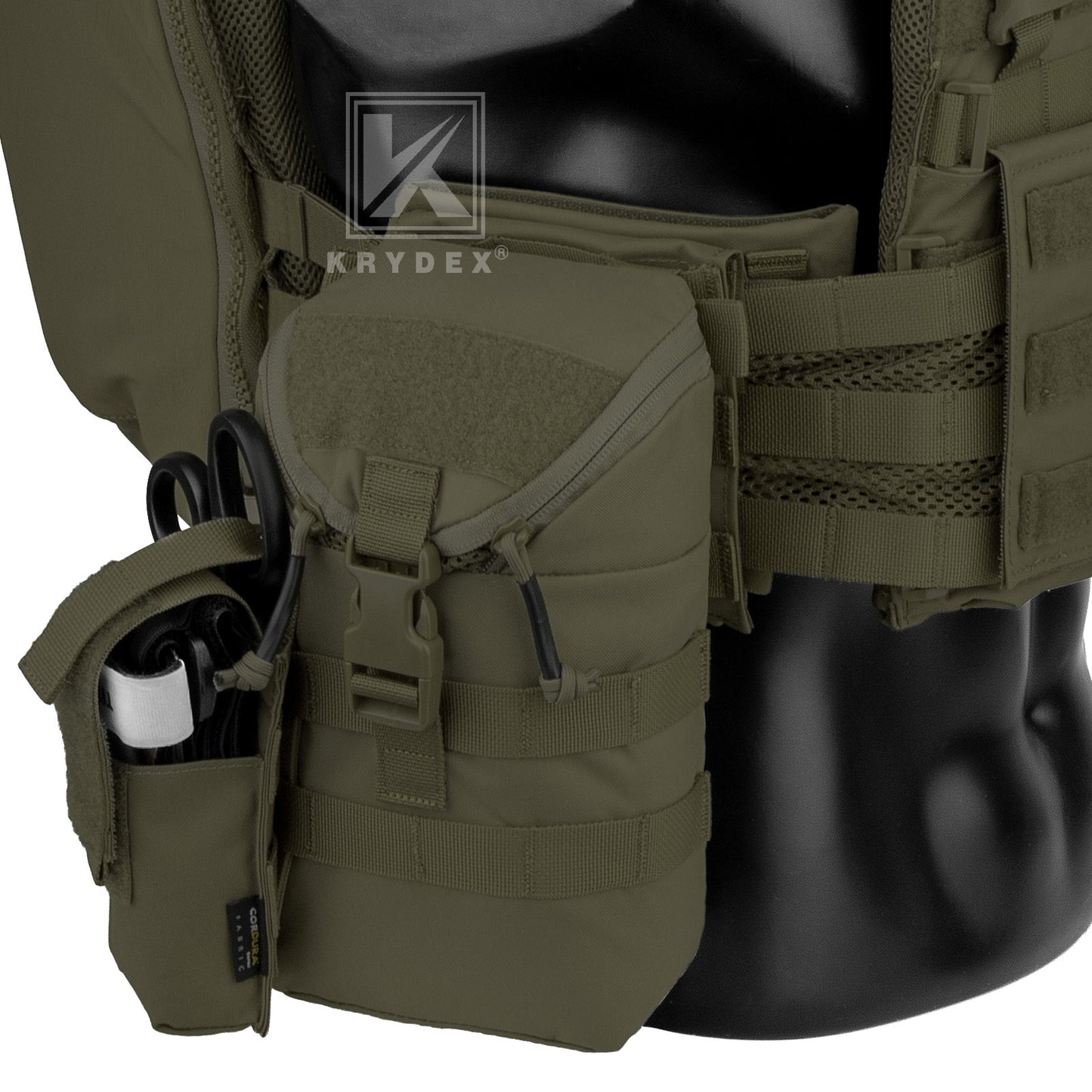 Krydex Tactical Zip Rip GP Pouch Vertical Utility Molle Medical Pouch Quick Access Side Pocket
