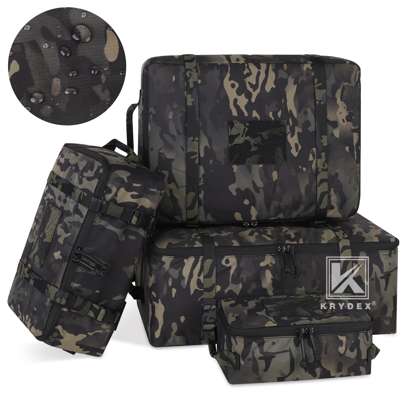 Krydex Tactical Travel Packing Organizer 70D Nylon Packing Cubes Waterproof Luggage Bags YKK Zipper 4pcs set
