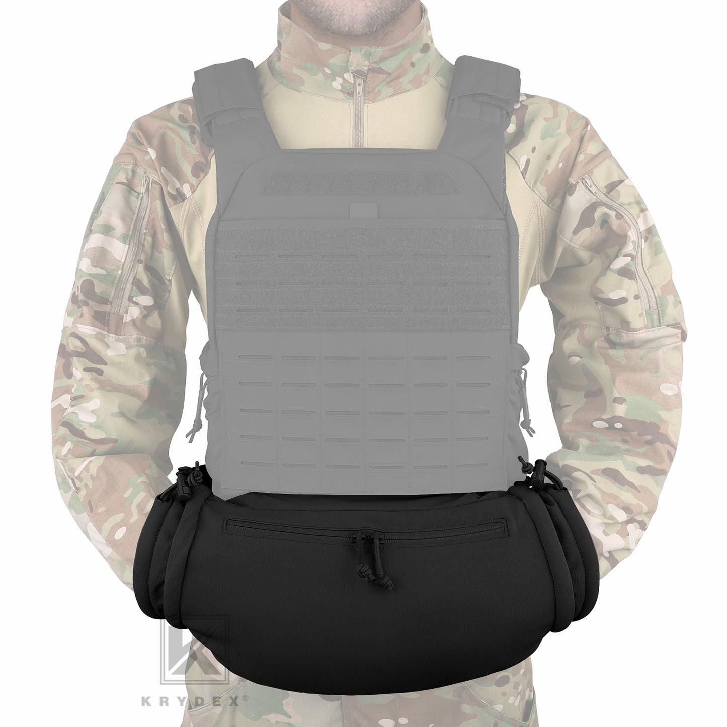 Krydex Tactical Soft Shell Hand Warmer Muff Sherpa Fleece Lined Muffler Water-Resist Vest Drop Hanger Warmer Pouch Outdoor Winter Hunting Field Survival