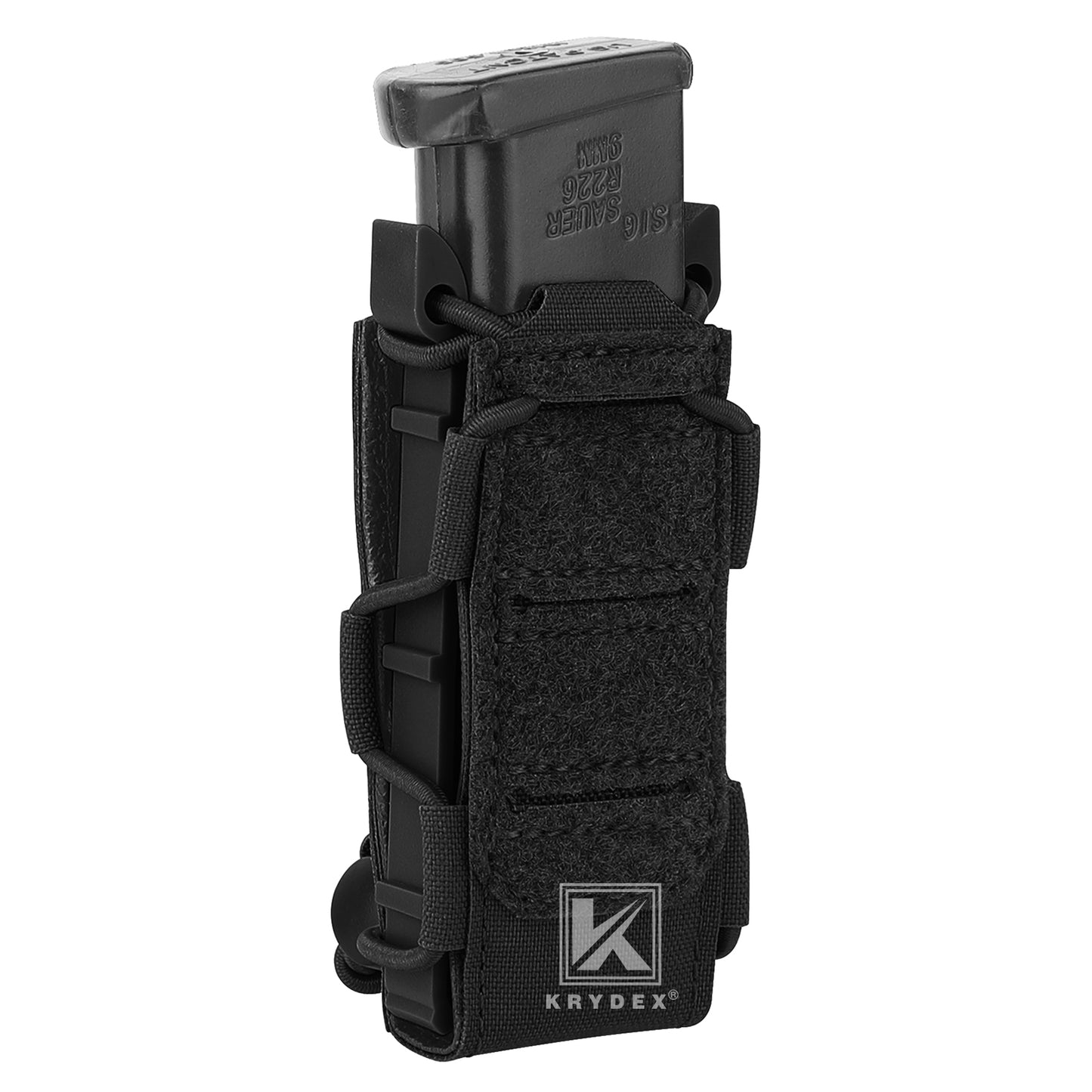 Krydex Tactical 9mm Magazine Pouch Open Top Pistol Mag Carrier Rapid Access MOLLE Compatible