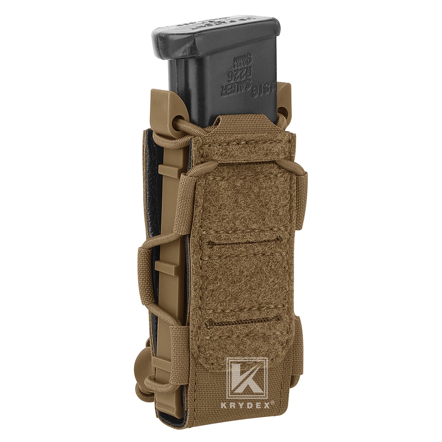 Krydex Tactical 9mm Magazine Pouch Open Top Pistol Mag Carrier Rapid Access MOLLE Compatible