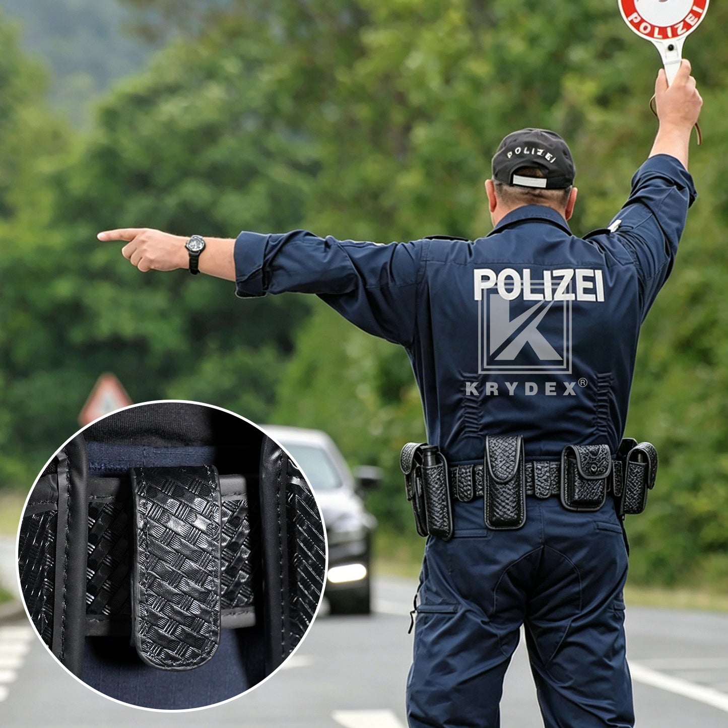 Krydex Double Snap Duty Belt Keepers – 4-Pack for 2"/2.25" Duty Belts Basket Weave Belt Keepers Reduce Sag & Slippage for Police Security EMT