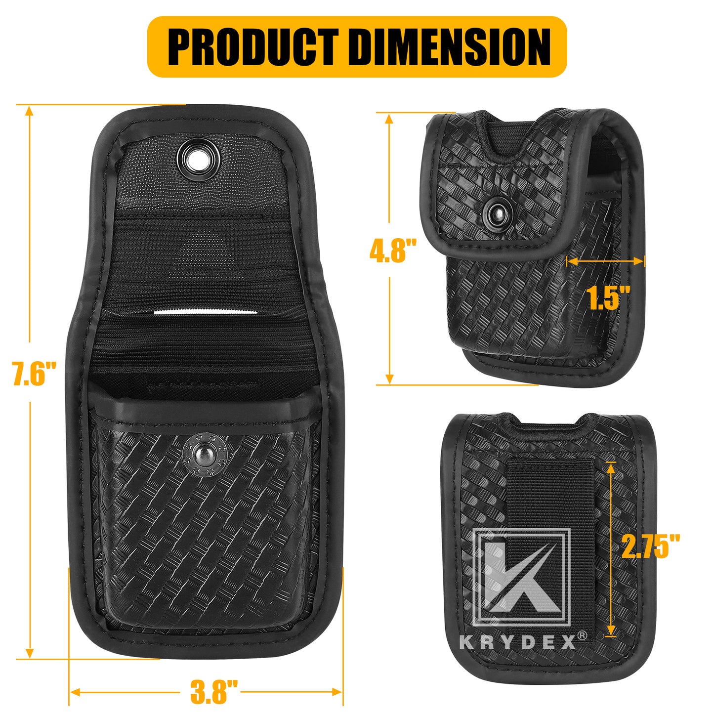 Krydex Glove Holder Basket Weave Molded Pager Pouch Latex Nitrile Disposable Gloves Pouch Fits 2" & 2.25" Duty Belt For Police Firefighter Law enforcement EMT Paramedic First Responders