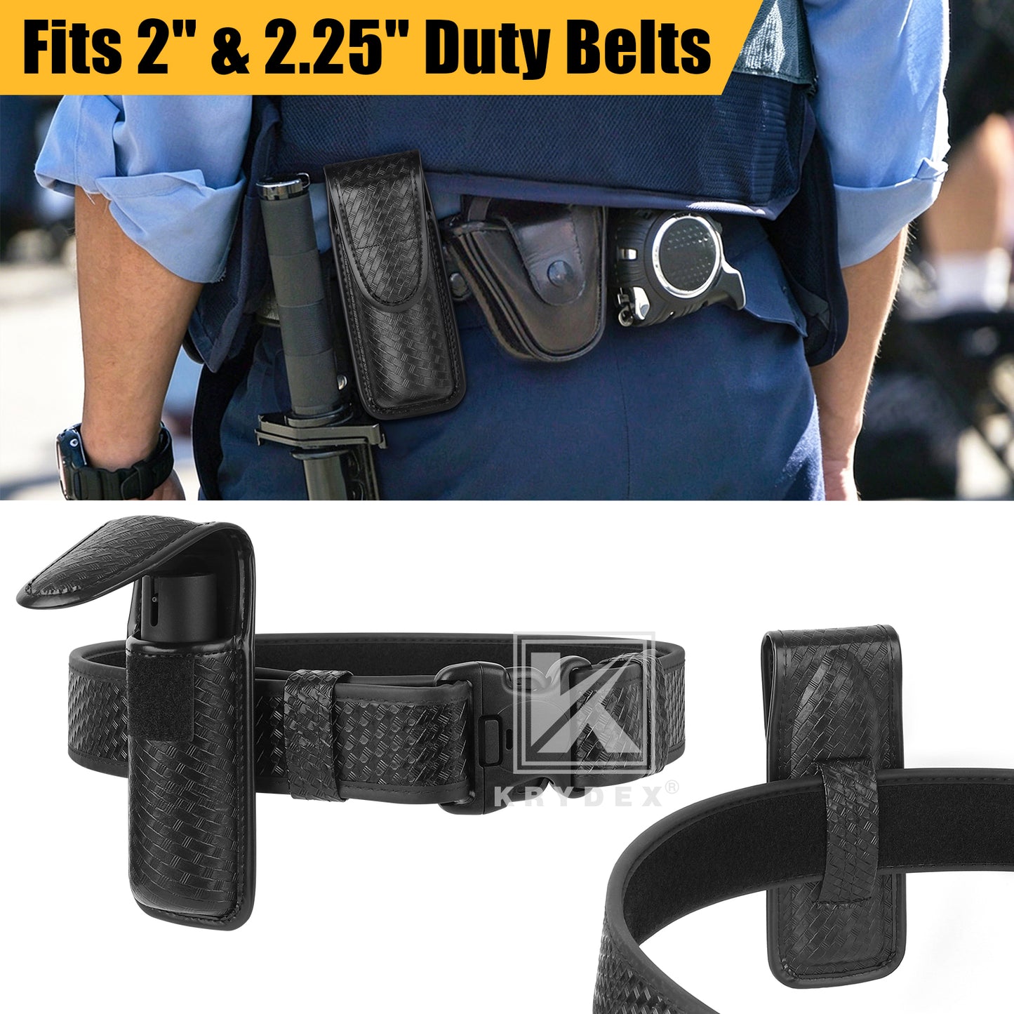 Krydex MK4 Pepper Spray Basket Weave Holder OC Spray Holster for Similar Size Canisters Pouch for Duty Belt Police Security Law Enforcement