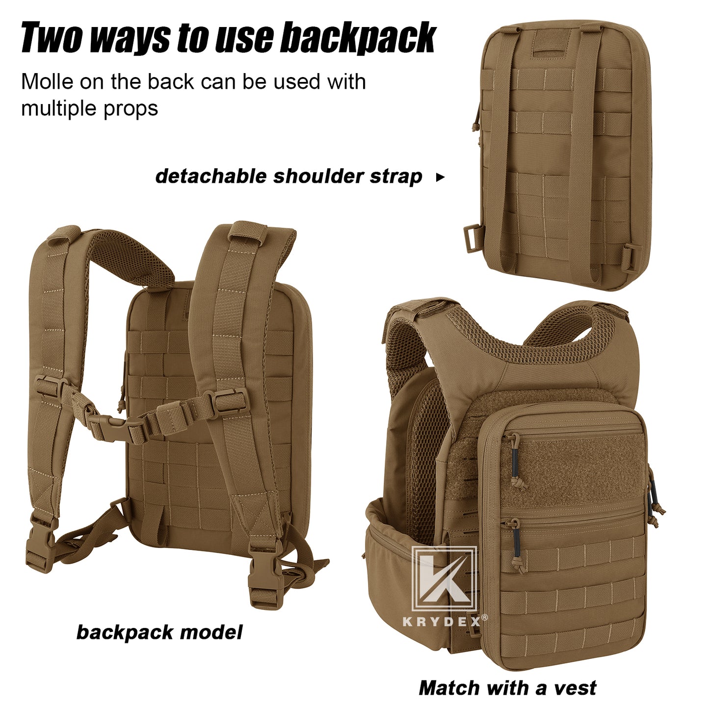 Krydex Tactical Hydration Pack 1.5L 50oz Water Bladder Carrier MOLLE for vest Hydro Backpack