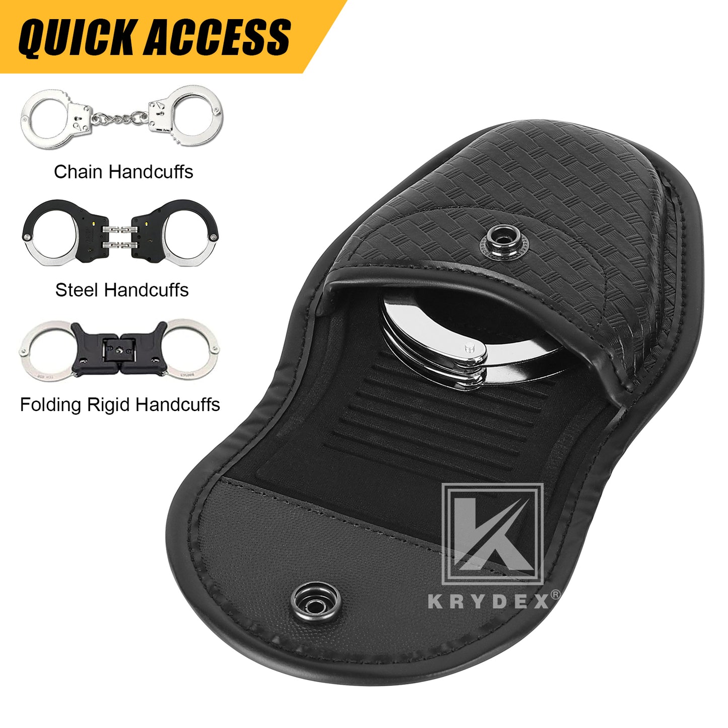 Krydex Hidden Snap Basket weave Handcuff Case Single Handcuff Pouch Fits 2” & 2.25” Duty Belt For Police Law Enforcement & Security Guard Equipment