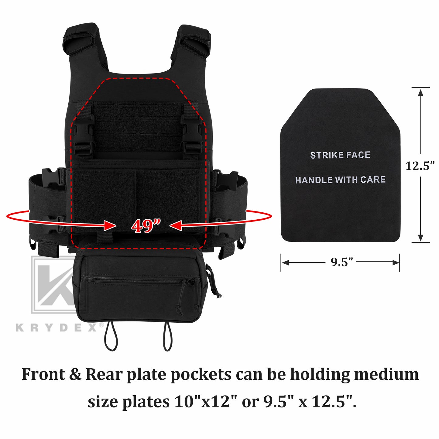 KRYDEX Low Vis Slick Plate Carrier FCS Tactical Molle Vest Elastic Cummerbund Micro Fight MK3 Chassis Drop SACK Pouch