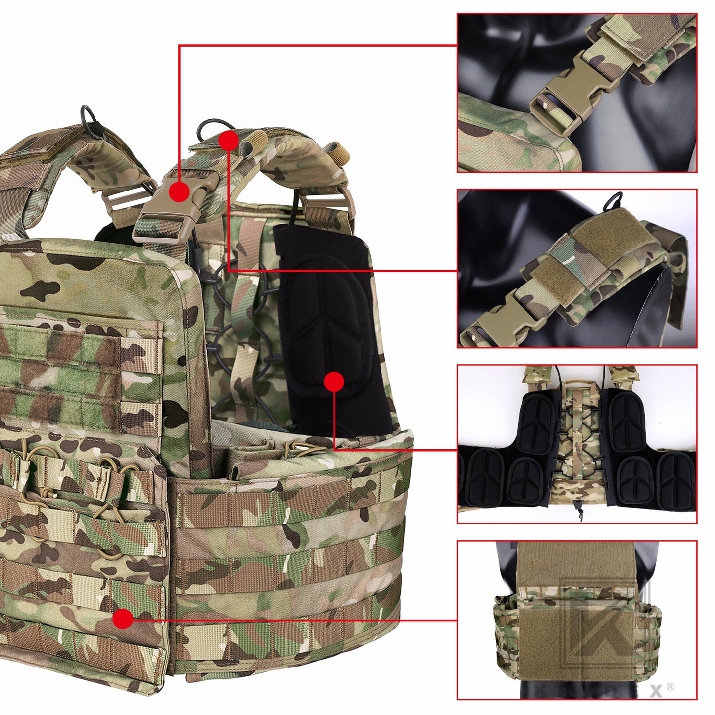 KRYDEX Tactical Plate Carrier Heavy Duty Modular MOLLE Vest