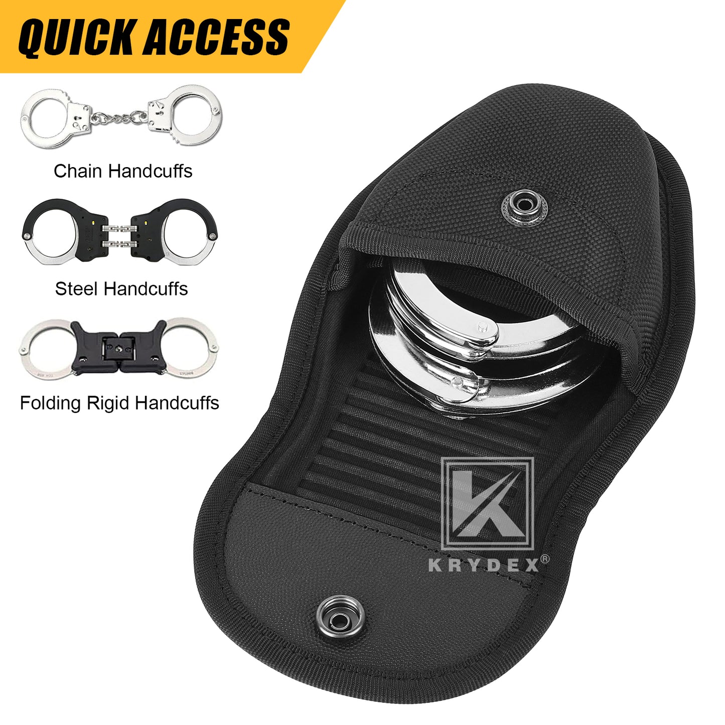Krydex Hidden Snap Classic Handcuff Case Double Handcuff Pouch Fits 2” & 2.25” Duty Belt For Police Law Enforcement & Security Guard Equipment