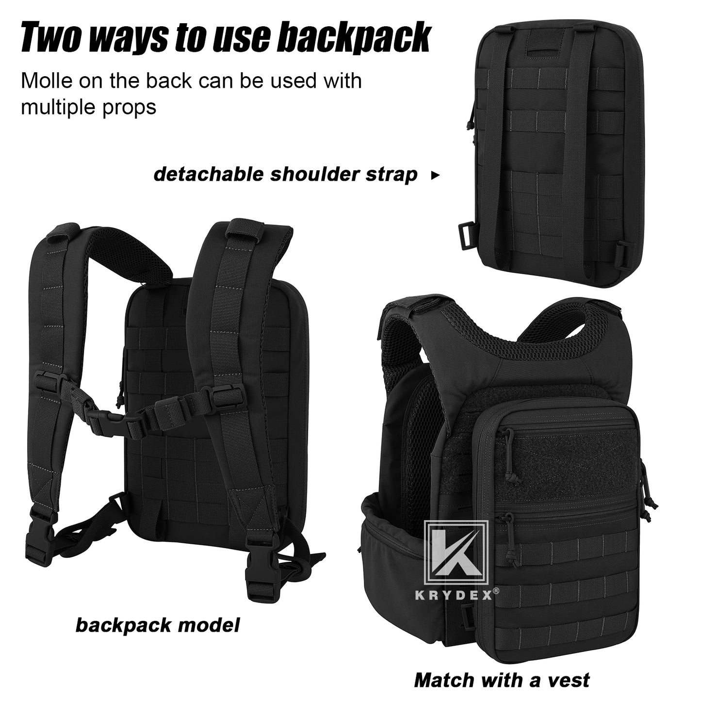 Krydex Tactical Hydration Pack 1.5L 50oz Water Bladder Carrier MOLLE for vest Hydro Backpack