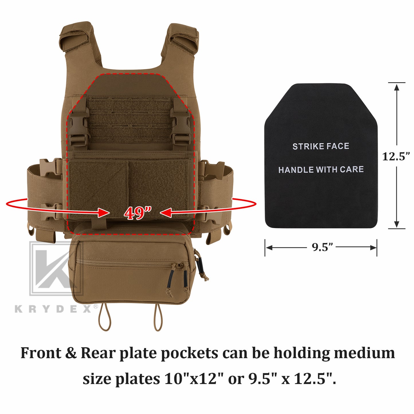 KRYDEX Low Vis Slick Plate Carrier FCS Tactical Molle Vest Elastic Cummerbund Micro Fight MK3 Chassis Drop SACK Pouch