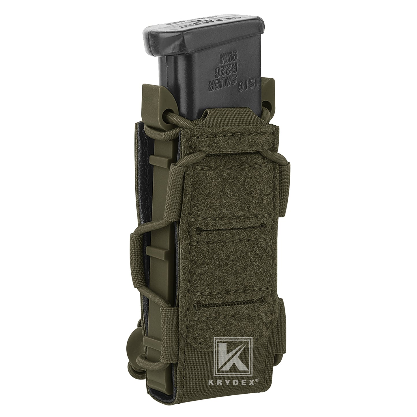 Krydex Tactical 9mm Magazine Pouch Open Top Pistol Mag Carrier Rapid Access MOLLE Compatible