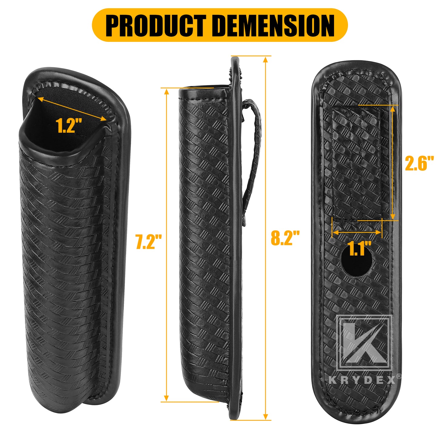 Krydex Molded Baton Holder Fits 16 - 21" Expandable Batons Basket Weave Baton Pouch Fits 1.5" 1.75" 2" 2.25" Duty Belt For Police Security Officer LE