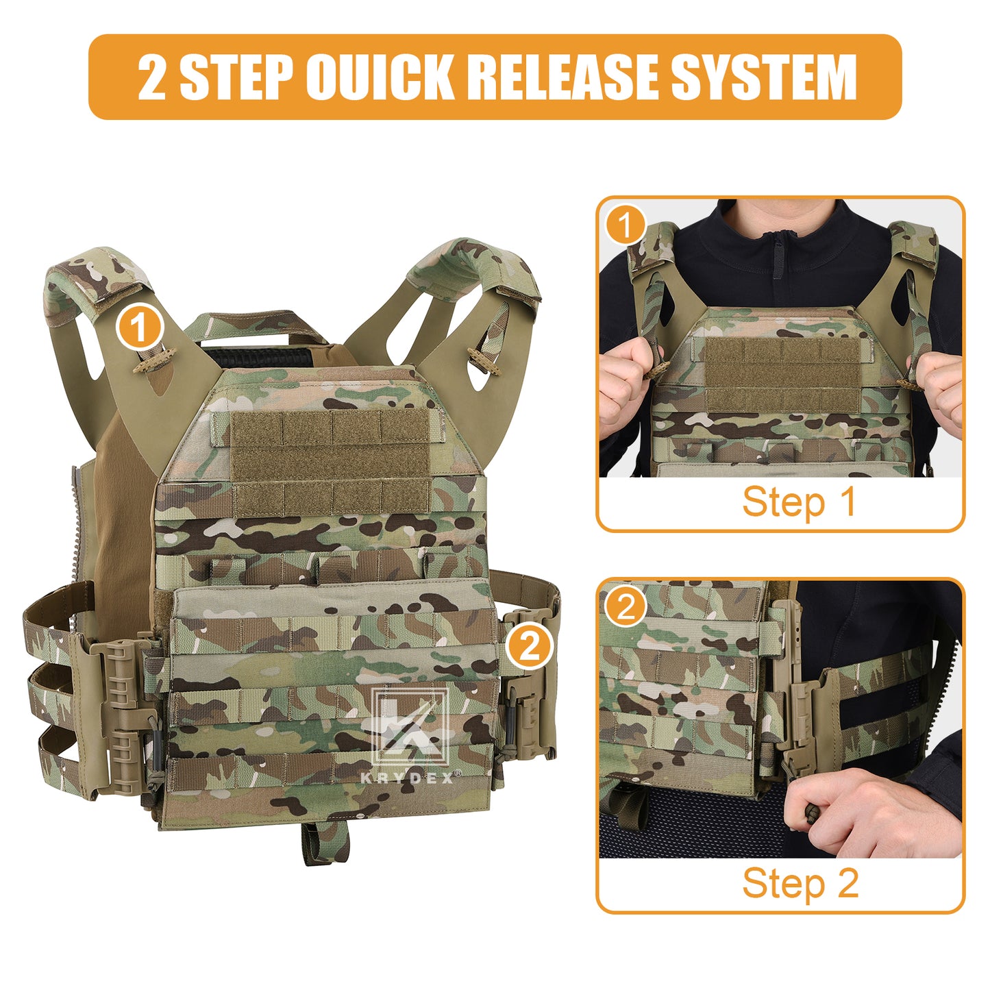 Krydex Tactical JPC 2.0 Plate Carrier Quick Release Tube Cummerbund Assaulter Armor Vest