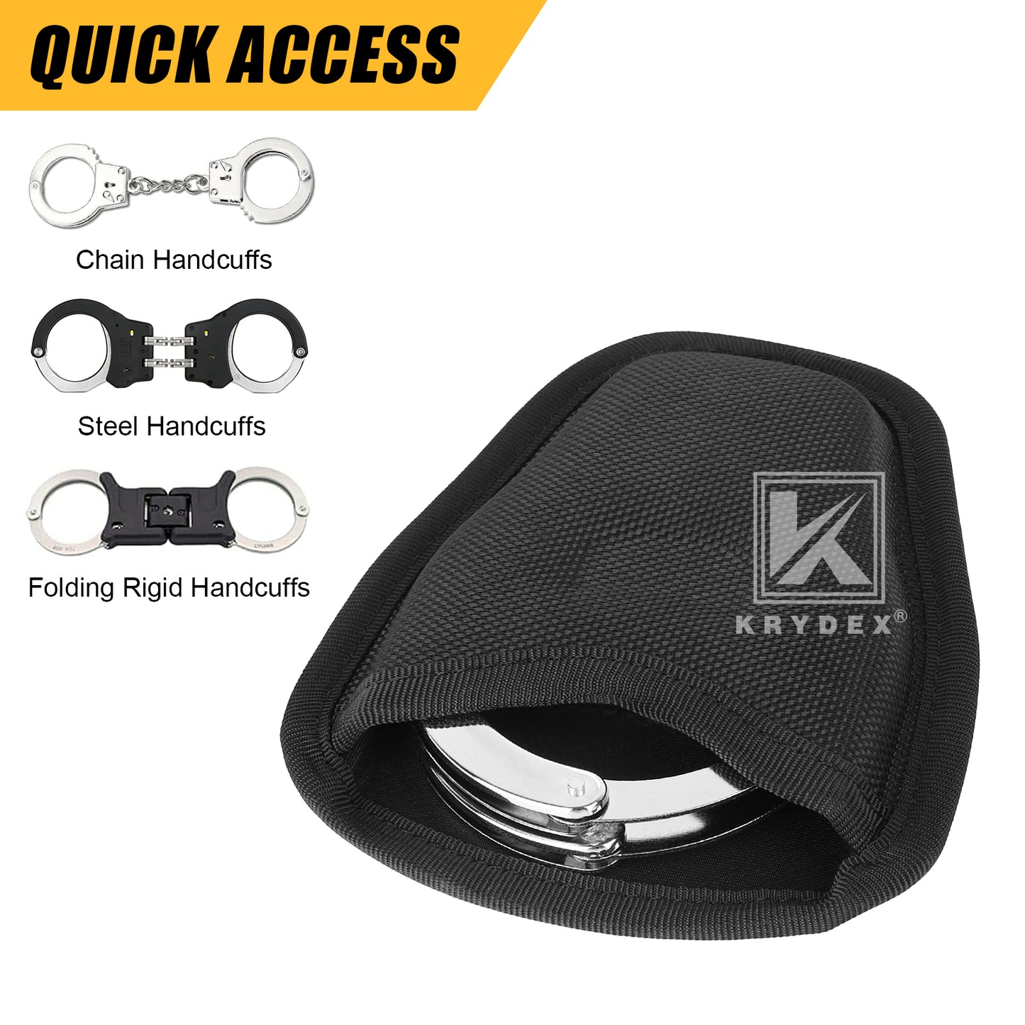 Krydex Open Top Handcuff Case Single Classic Handcuff Pouch Fits 2” & 2.25” Duty Belt For Police Law Enforcement & Security Guard Equipment