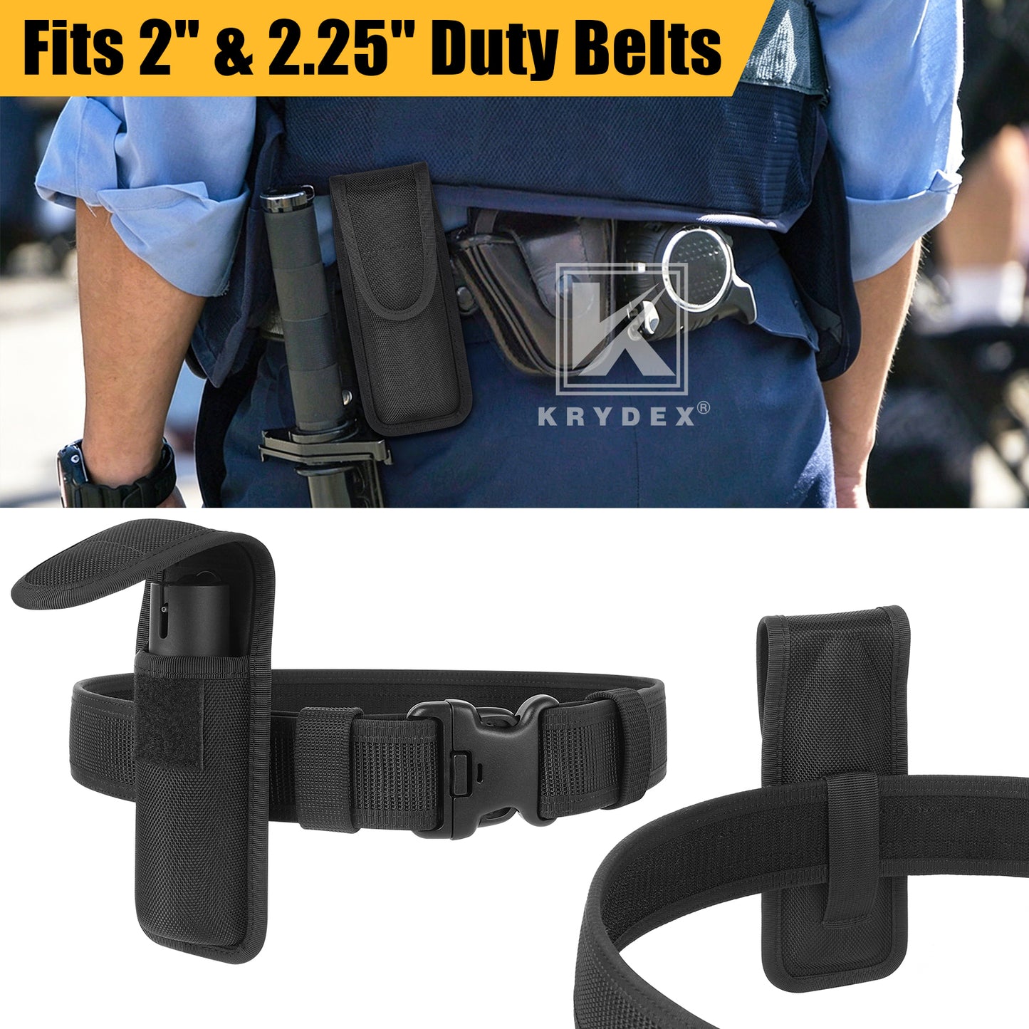 Krydex MK4 Pepper Spray Holder OC Spray Nylon Holster Canisters Pouch for Duty Belt Police Security Law Enforcement Sheriff