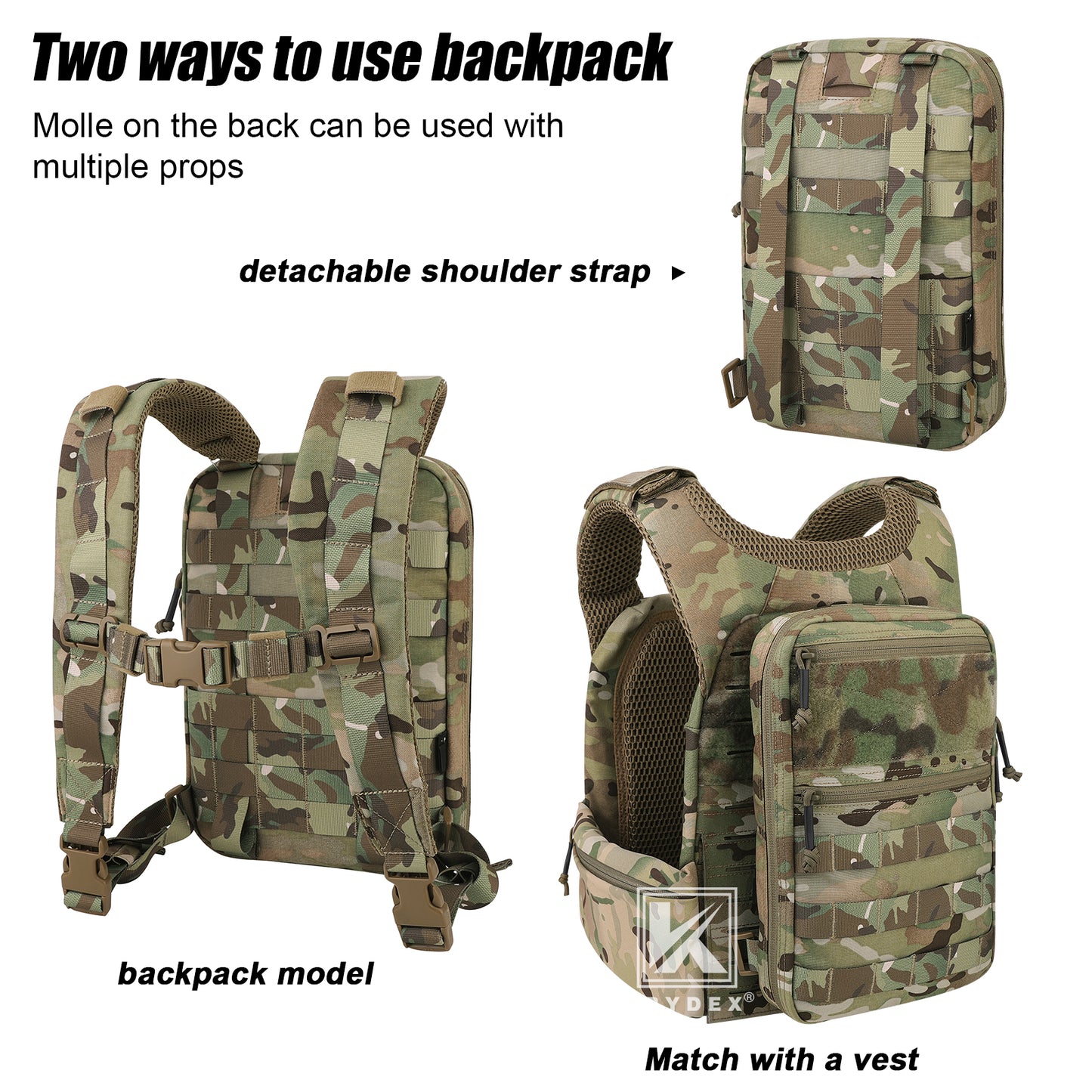 Krydex Tactical Hydration Pack 1.5L 50oz Water Bladder Carrier MOLLE for vest Hydro Backpack
