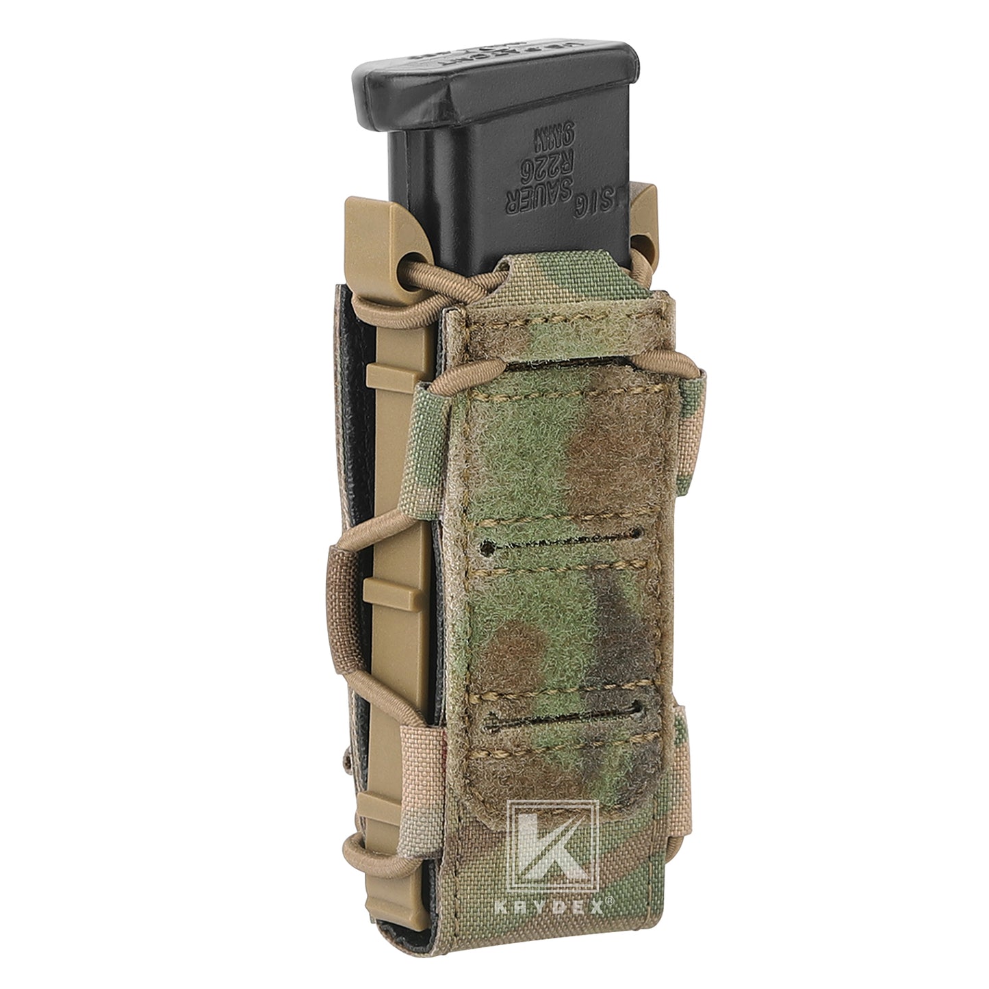 Krydex Tactical 9mm Magazine Pouch Open Top Pistol Mag Carrier Rapid Access MOLLE Compatible